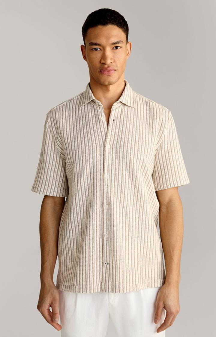 Joop Strick-Hemd Kawi in Beige gestreift
