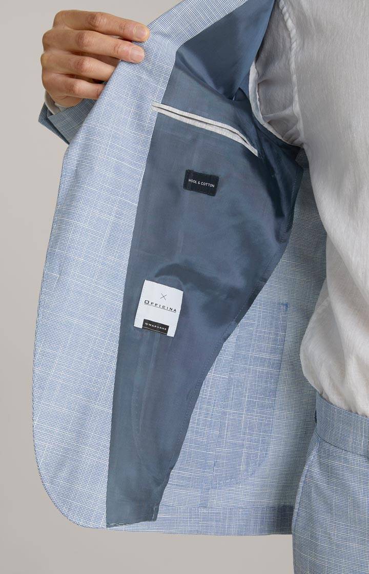 Joop Leinenmix-Sakko Hoverest in Blau/Weiß gemustert Outlet