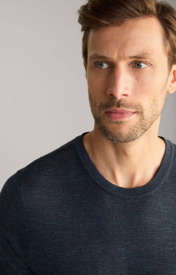 Joop Leinenmix-T-Shirt Maroso in Dunkelblau Schlussverkauf