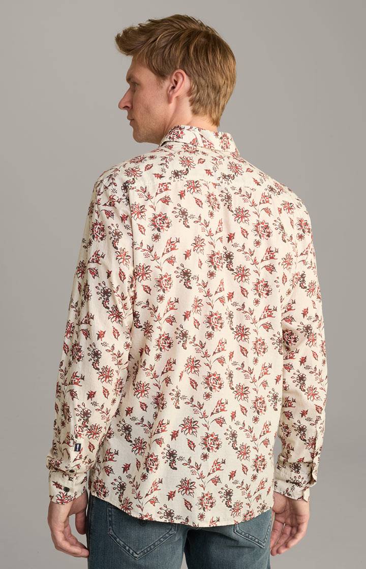 Joop Baumwoll-Hemd Hanson in Beige gemustert Auslauf