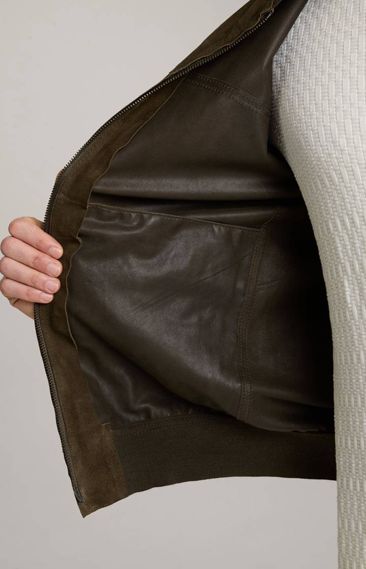 Joop Ziegenvelours-Lederjacke Pios in Oliv Günstiger Verkauf
