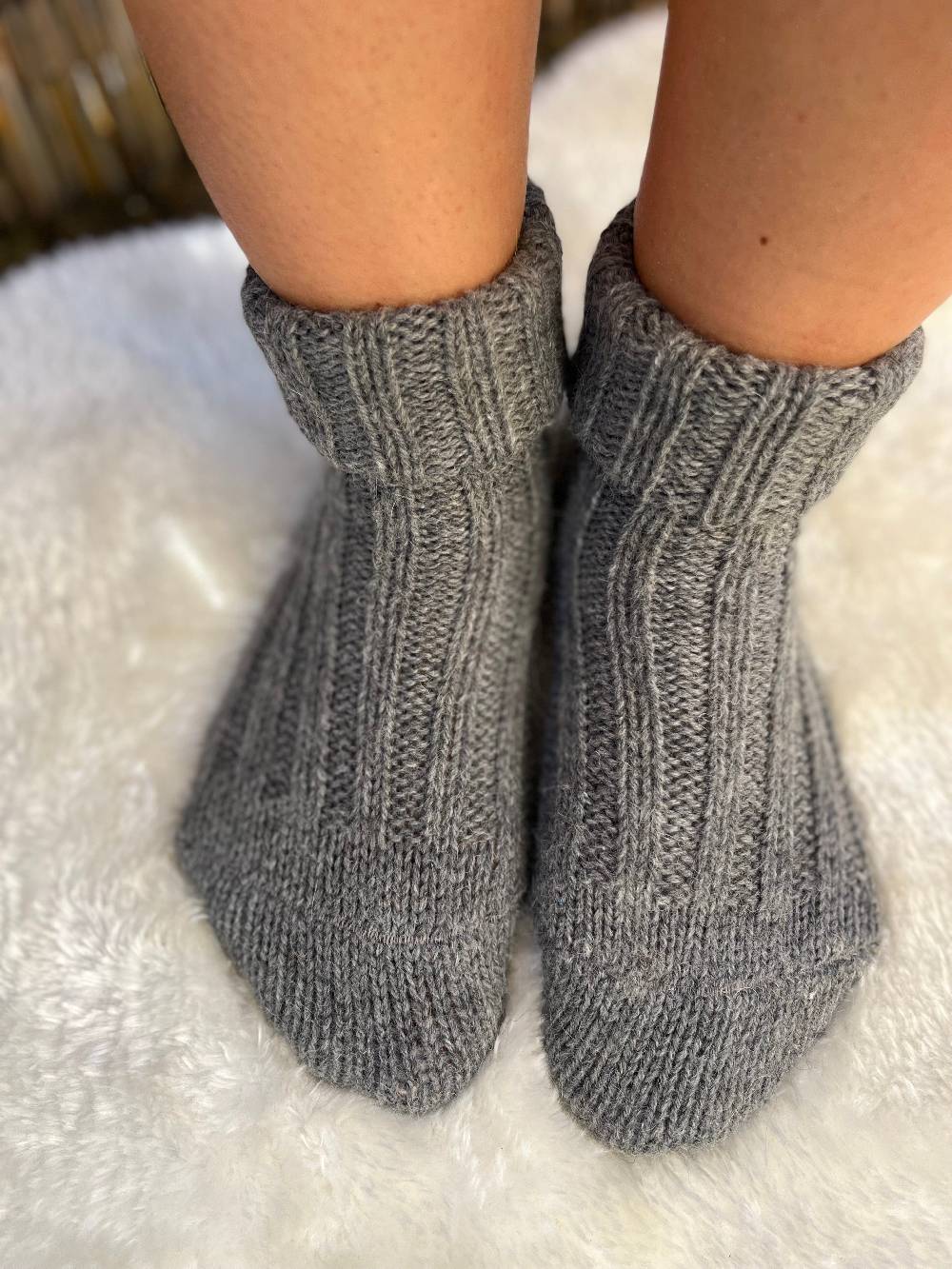 KB Socken Alpakasocken mit Umschlag dickgestrickt - 2 Paar im Angebot