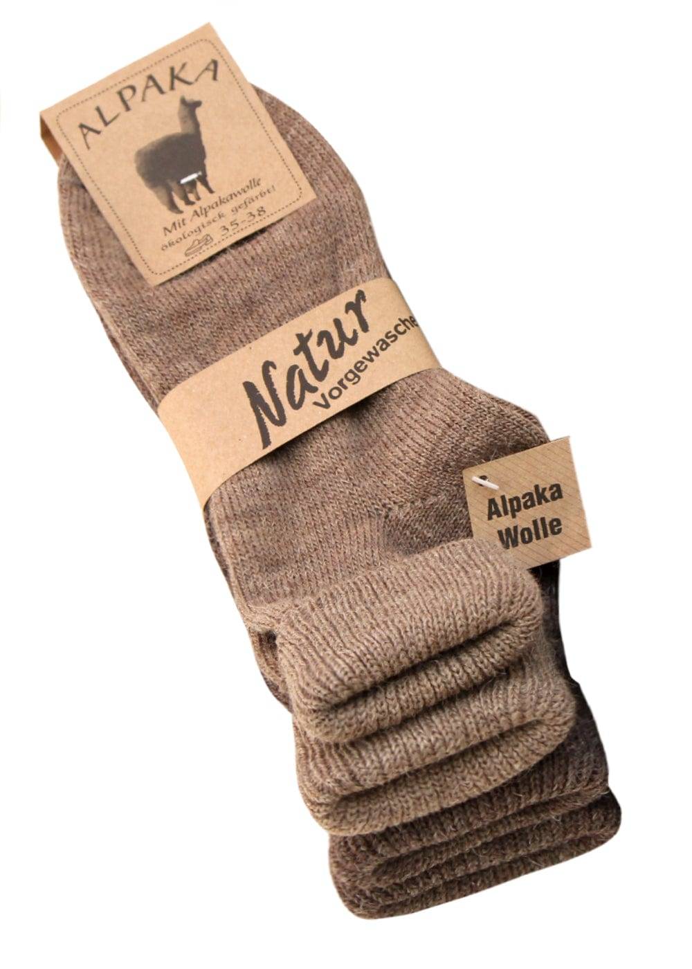 KB Socken Alpakasocken mit Umschlag braun - 2 Paar