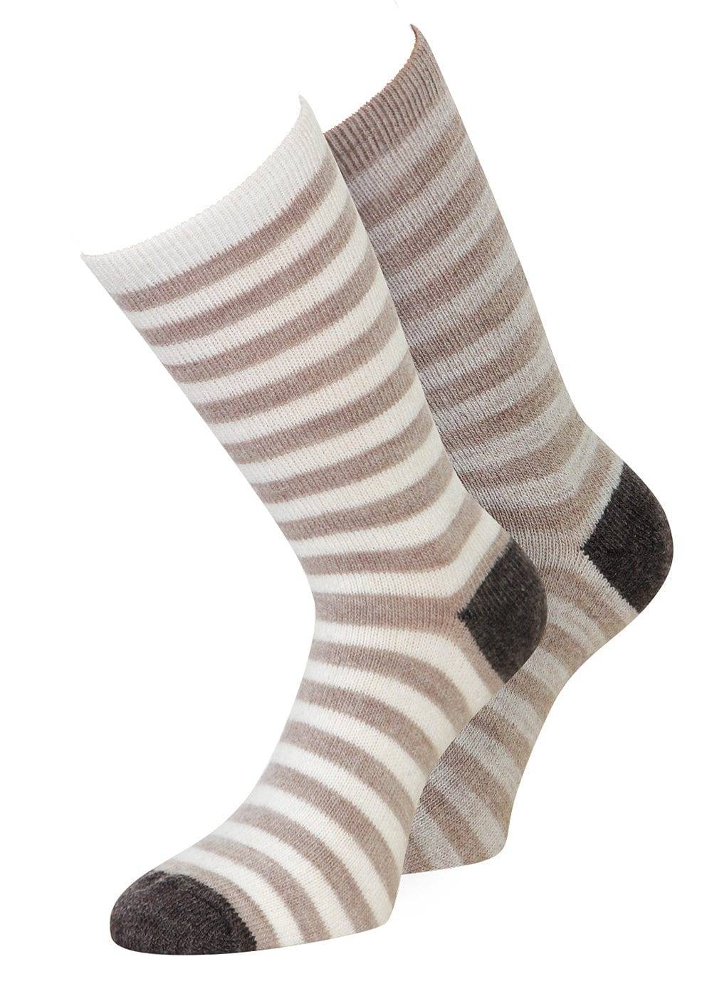 KB Socken Alpaka Socken mit Streifen in braun - 2 Paar