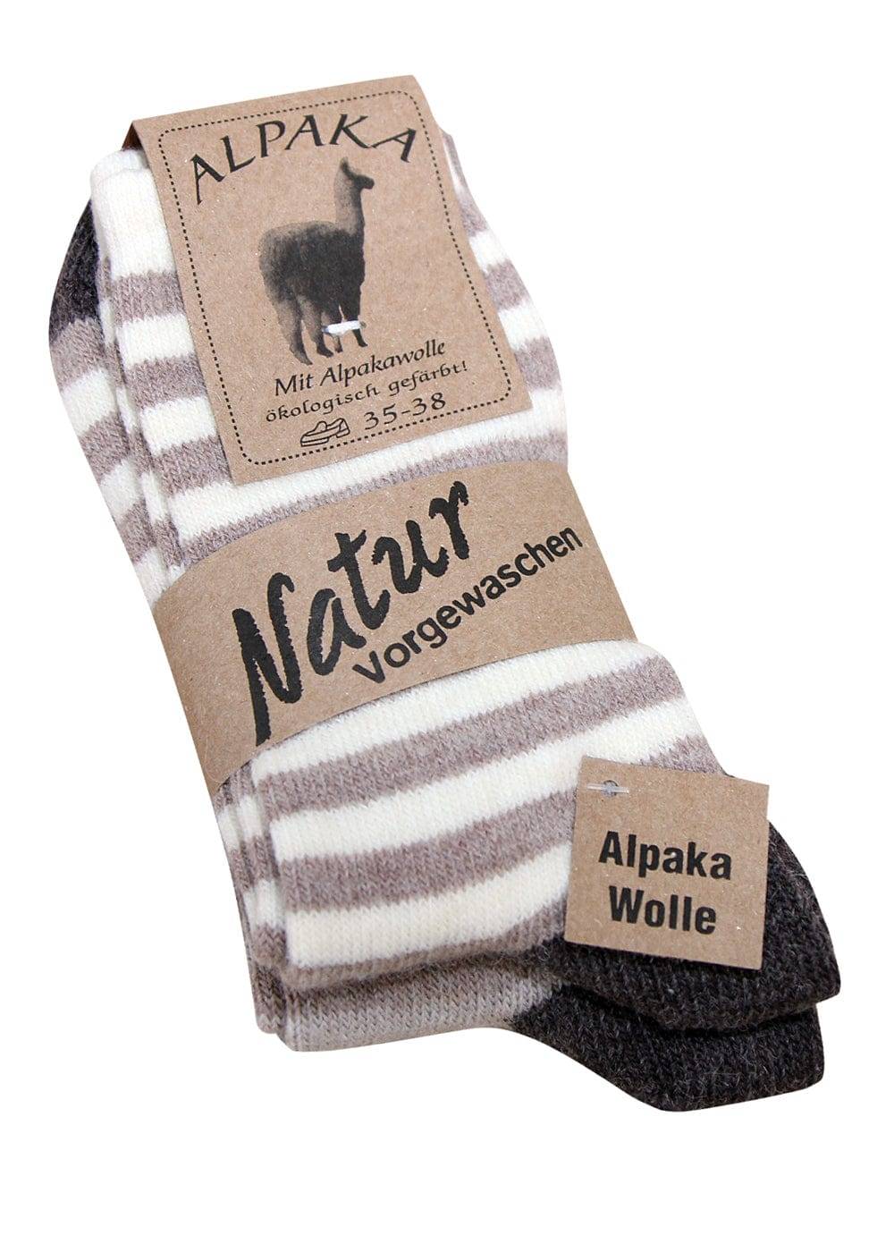 KB Socken Alpaka Socken mit Streifen in braun - 2 Paar Outlet