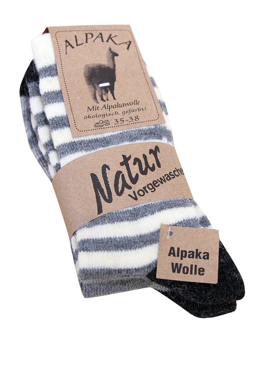 KB Socken Alpaka Ringelsocken grau - 2 Paar Auslauf