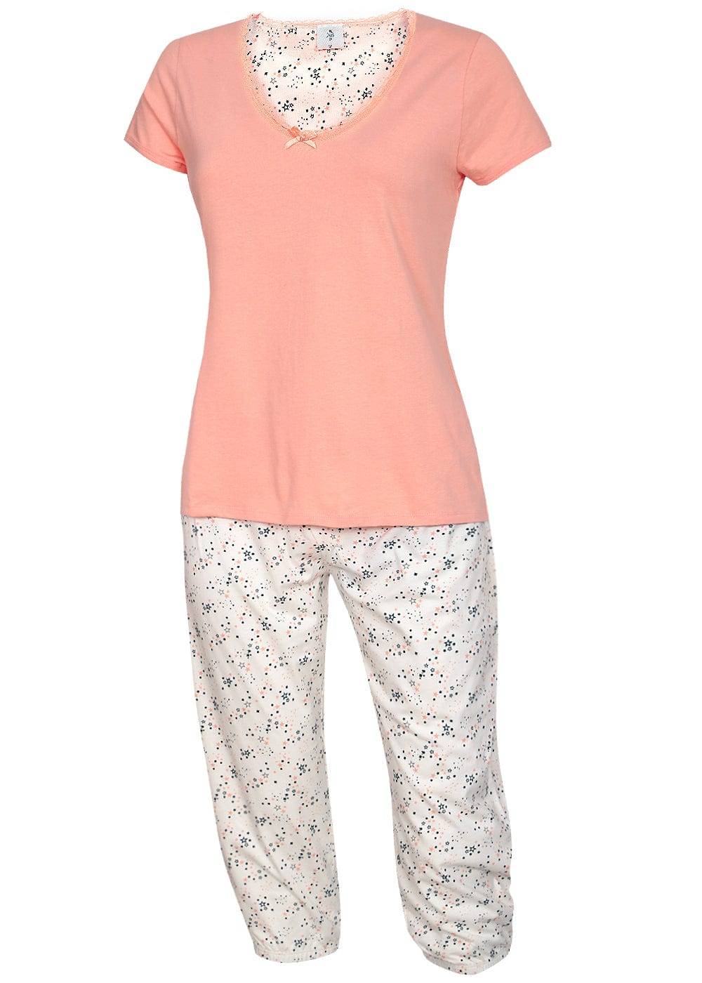 KB Socken Damen Schlafanzug mit Caprihose - 100% Baumwolle