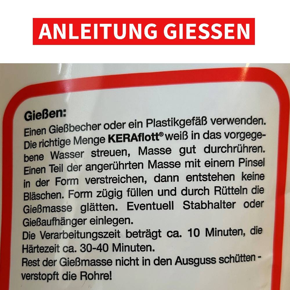 KB Socken KERAflott Reliefgießpulver weiß 1 kg Fabrikverkauf