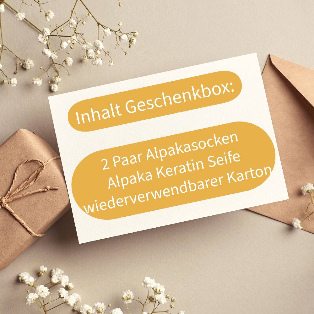 KB Socken Geschenkbox direkt zum Verschenken - Alpaka Socken und Alpaka Seife Meist gekauft