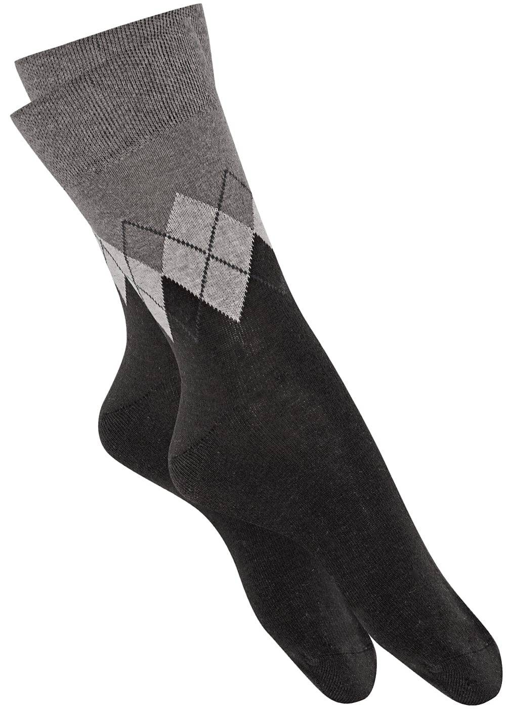 KB Socken Herrensocken mit Rombenmotiv Grau - 3 Paar Auslauf