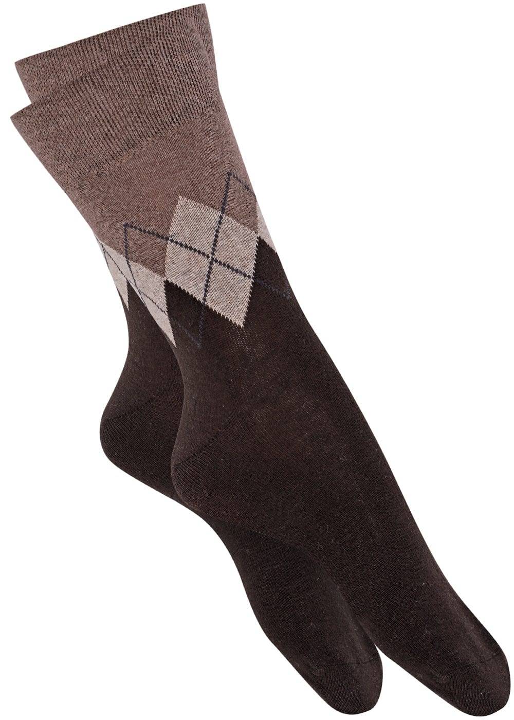 KB Socken Herrensocken mit Rombenmotiv Braun - 3 Paar Verkauf