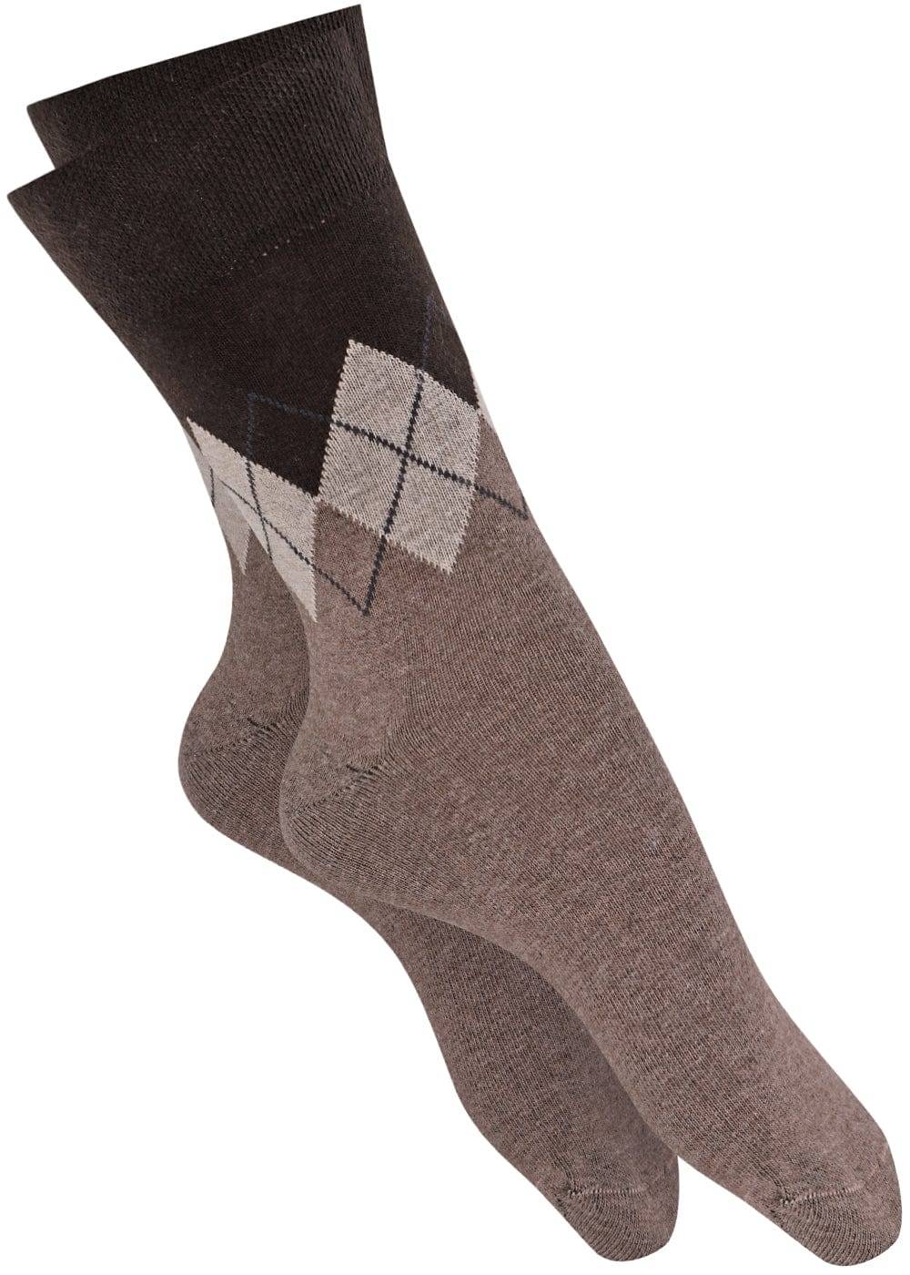 KB Socken Herrensocken mit Rombenmotiv Braun - 3 Paar Verkauf