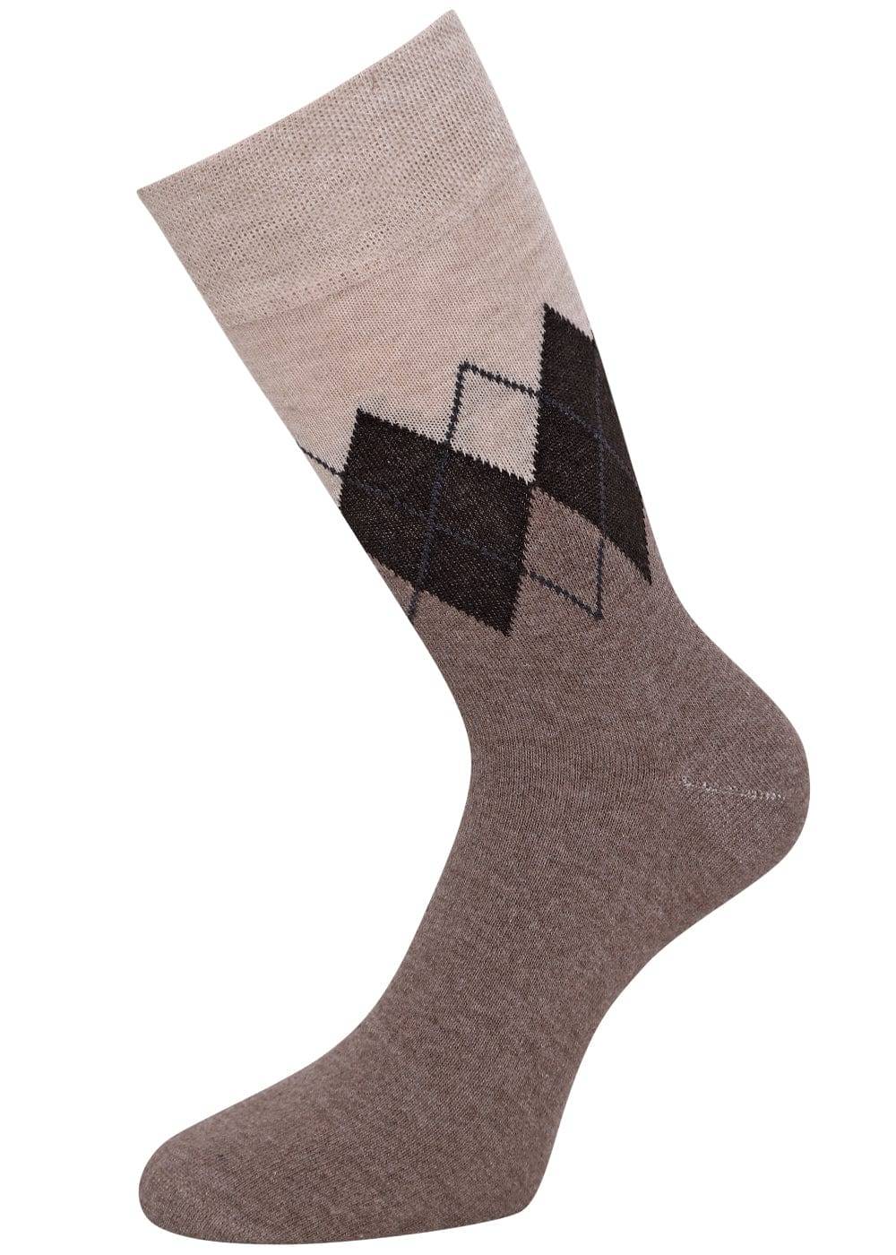 KB Socken Herrensocken mit Rombenmotiv Braun - 3 Paar Verkauf
