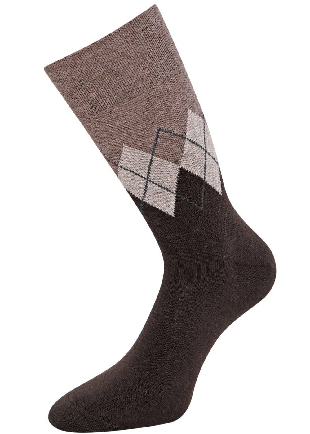 KB Socken Herrensocken mit Rombenmotiv Braun - 3 Paar Verkauf