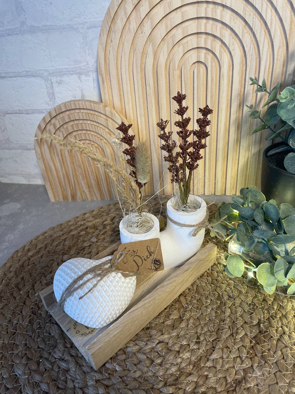 KB Socken Deko Herz mit Vase Handmade Günstiger Verkauf