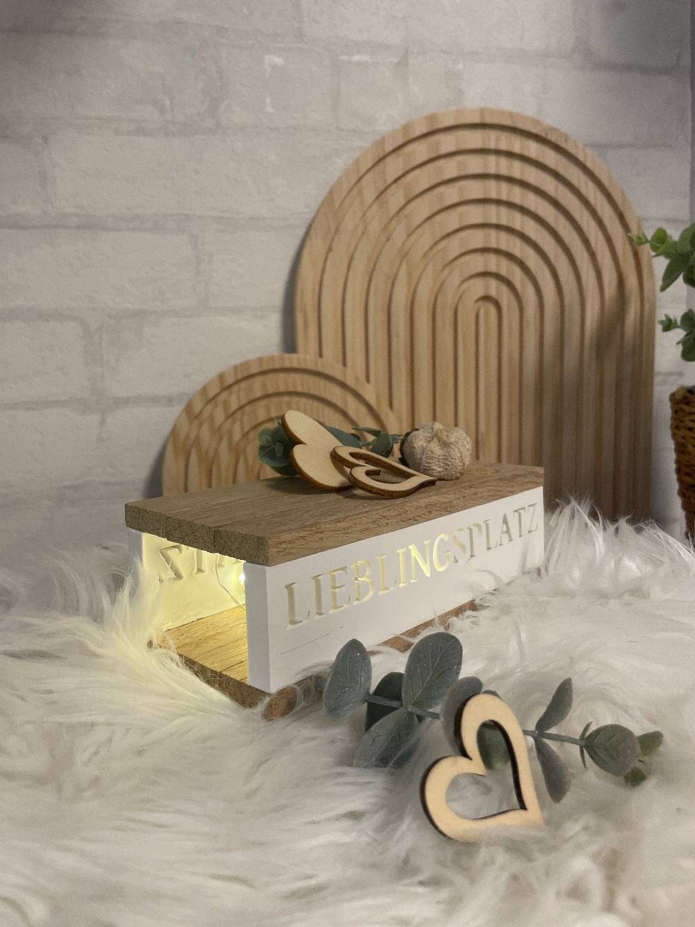 KB Socken Lichtbox aus Holzklötzchen, Lieblingsplatz, Keraflott Deko Lichtleiste, Geschenk, Boho Deko, Keraflott Geschenkidee, Lightbox, Home Deko Angebote