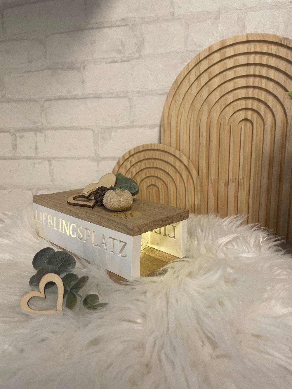 KB Socken Lichtbox aus Holzklötzchen, Lieblingsplatz, Keraflott Deko Lichtleiste, Geschenk, Boho Deko, Keraflott Geschenkidee, Lightbox, Home Deko Angebote
