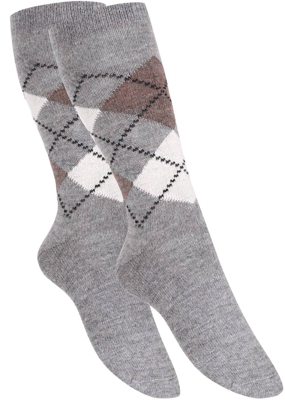 KB Socken Wollsocken mit Rautenmuster Grau / Anthrazit - 2 Paar Auslauf