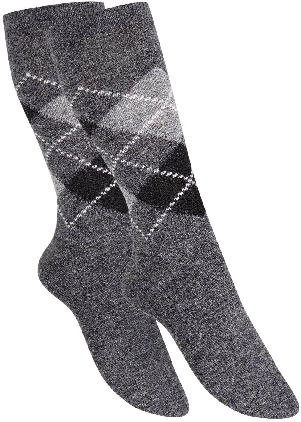 KB Socken Wollsocken mit Rautenmuster Braun / Anthrazit - 2 Paar Verkauf