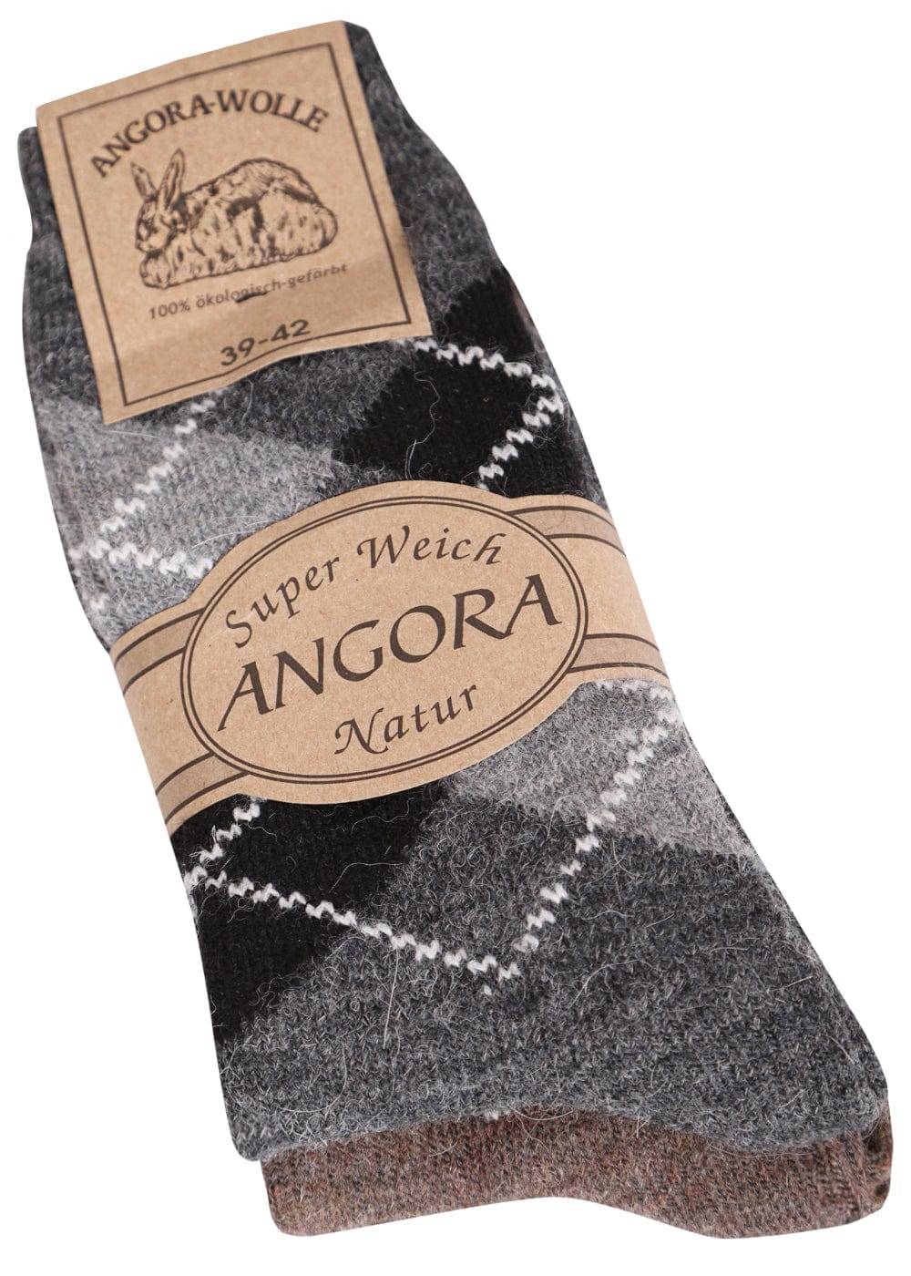 KB Socken Wollsocken mit Rautenmuster Braun / Anthrazit - 2 Paar Verkauf