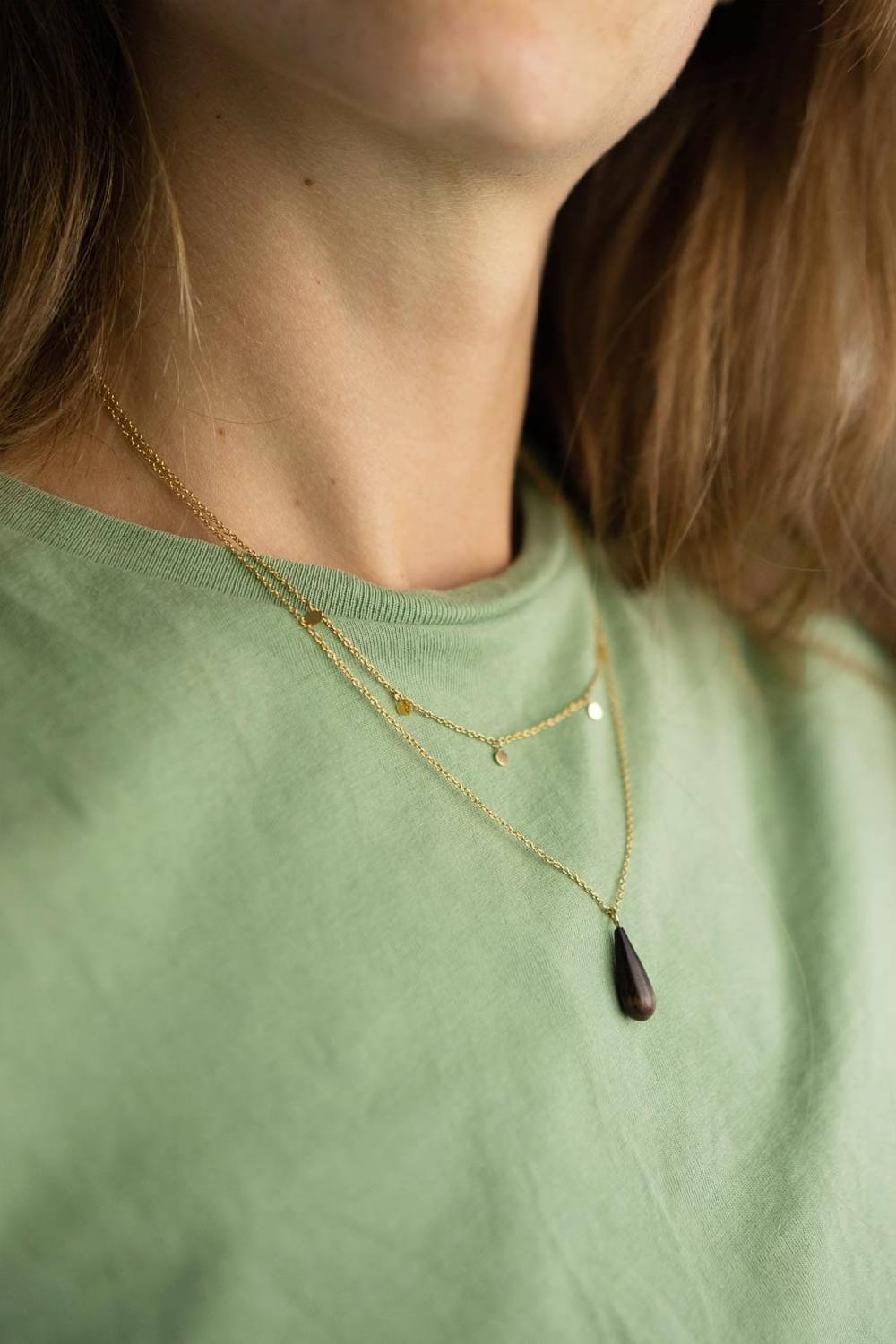 Kerbholz DROP DOUBLE NECKLACE Walnuss Super Sparpreis