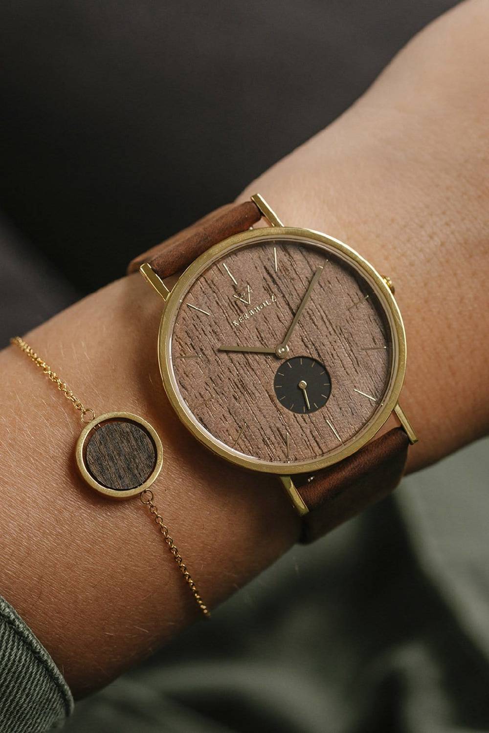 Kerbholz CIRCLE BRACELET Walnuss Super Rabatt