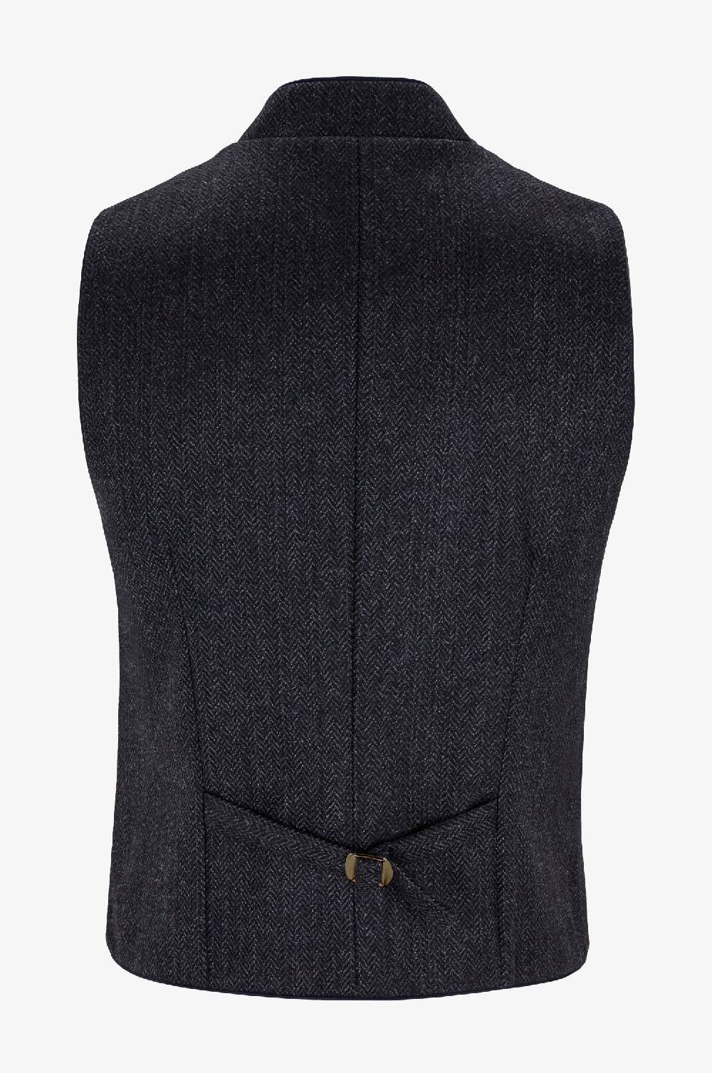 Kinga Mathe Gilet Nick aus Schurwolle in Anthrazit mit Paspel in Blau Hotsell