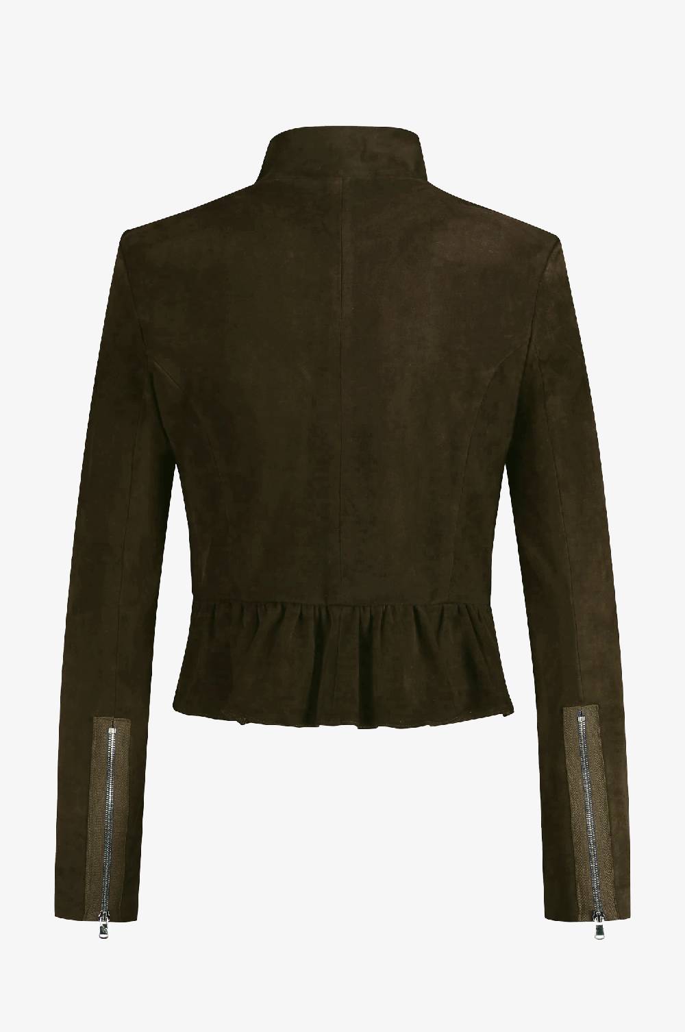 Kinga Mathe Lederjacke Sybille mit Schößchen in Moos Online
