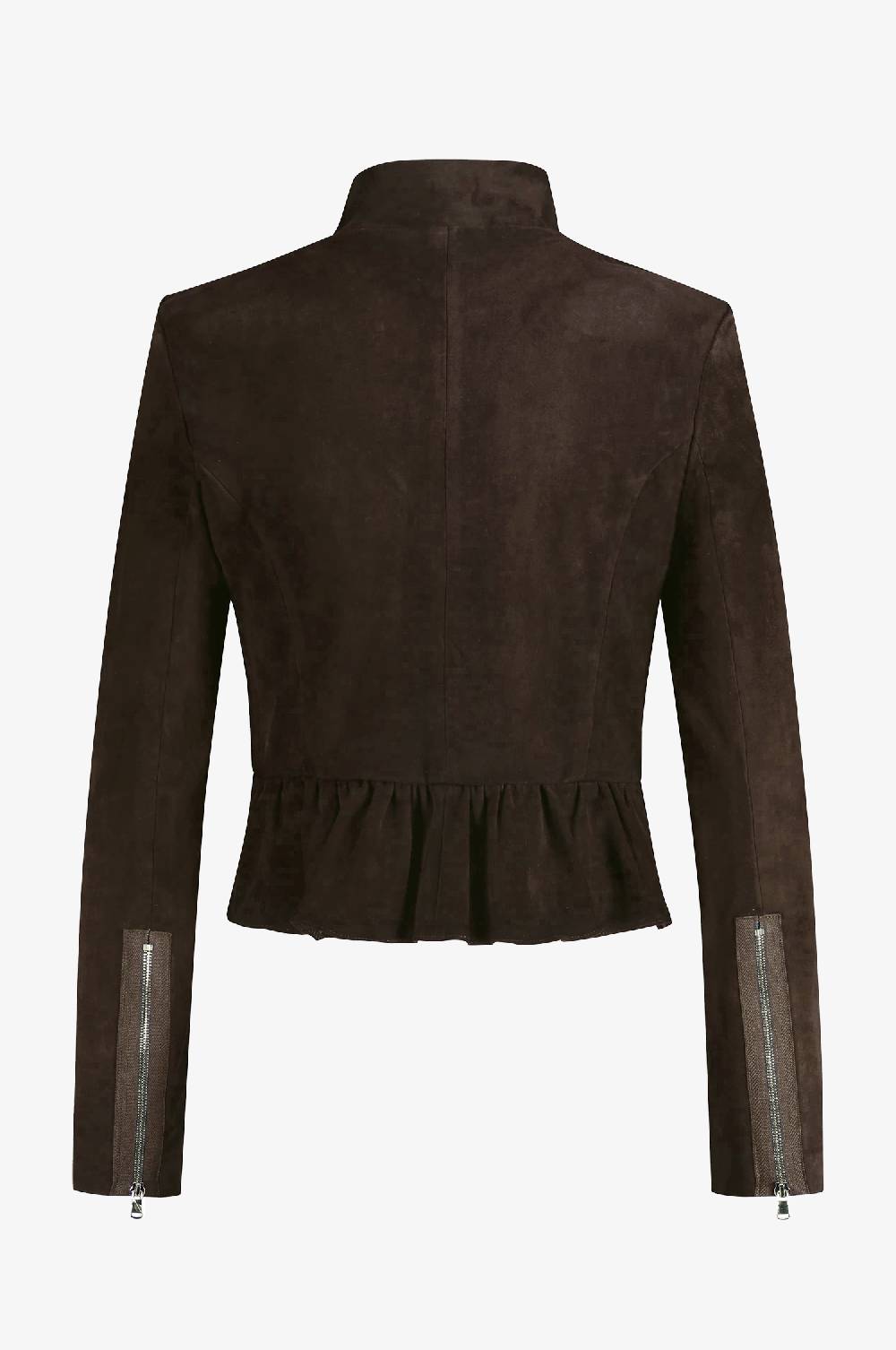 Kinga Mathe Lederjacke Sybille mit Schößchen in Flint Verkauf