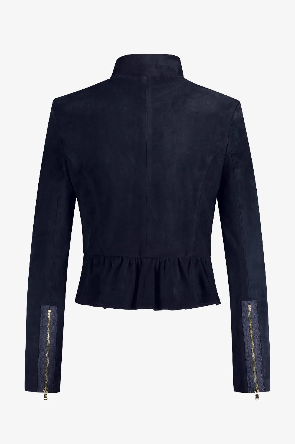 Kinga Mathe Lederjacke Sybille mit Schößchen in Marine Hotsell