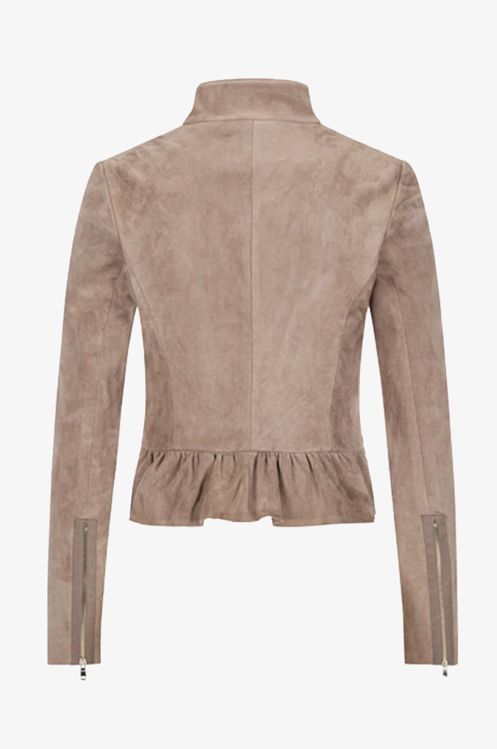 Kinga Mathe Lederjacke Sybille mit Schößchen in Rosenholz Meist gekauft