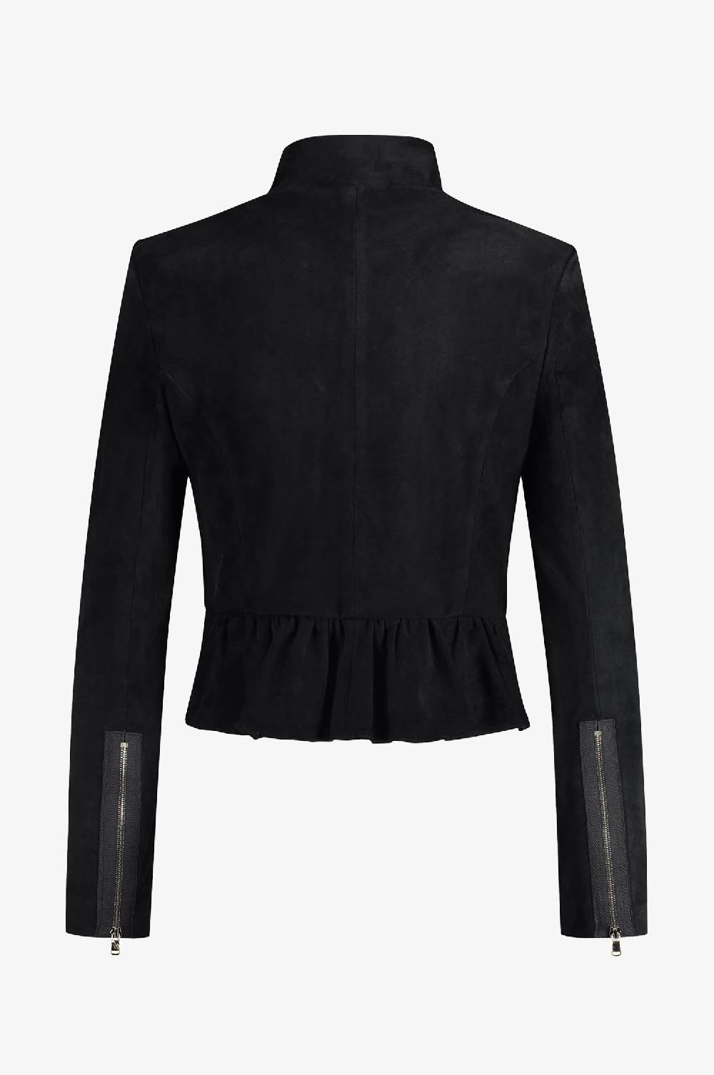 Kinga Mathe Lederjacke Sybille mit Schößchen in Schwarz Blitzverkäufe