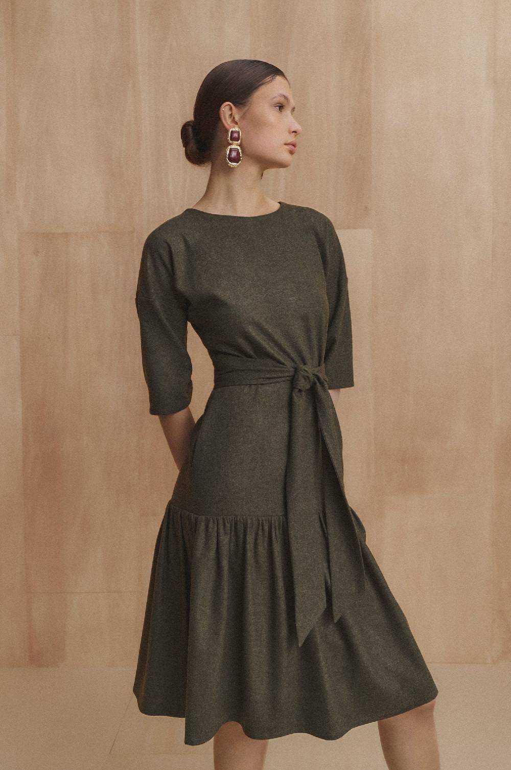 Kinga Mathe Kleid Isabella in Loden Fabrikverkauf