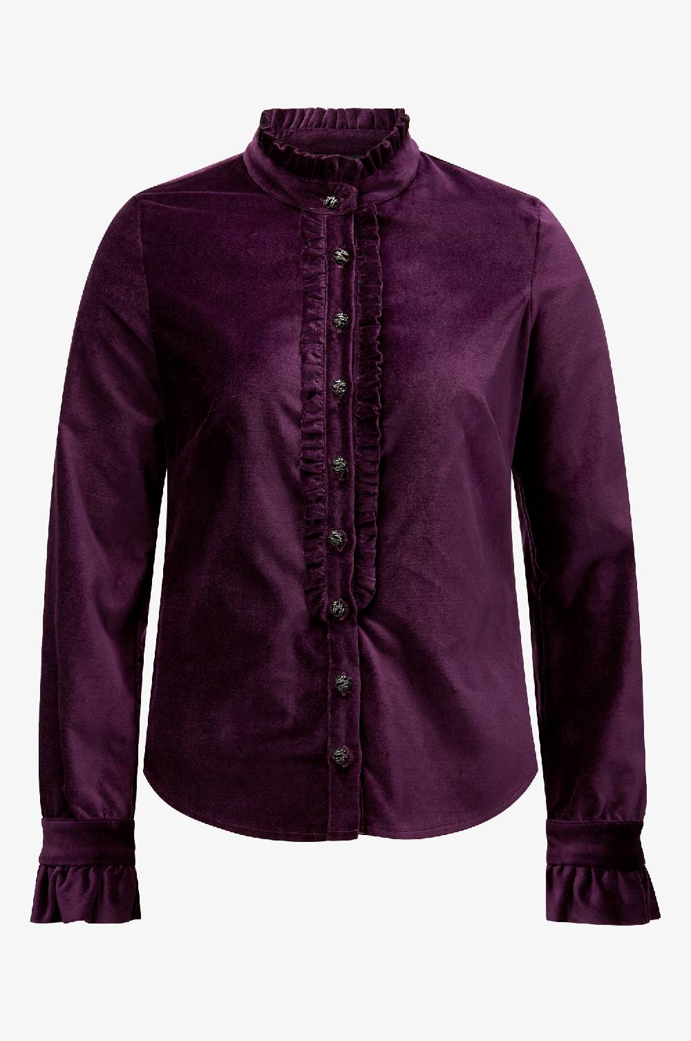 Kinga Mathe Samtbluse Lady in Aubergine Kostenloser Versand international
