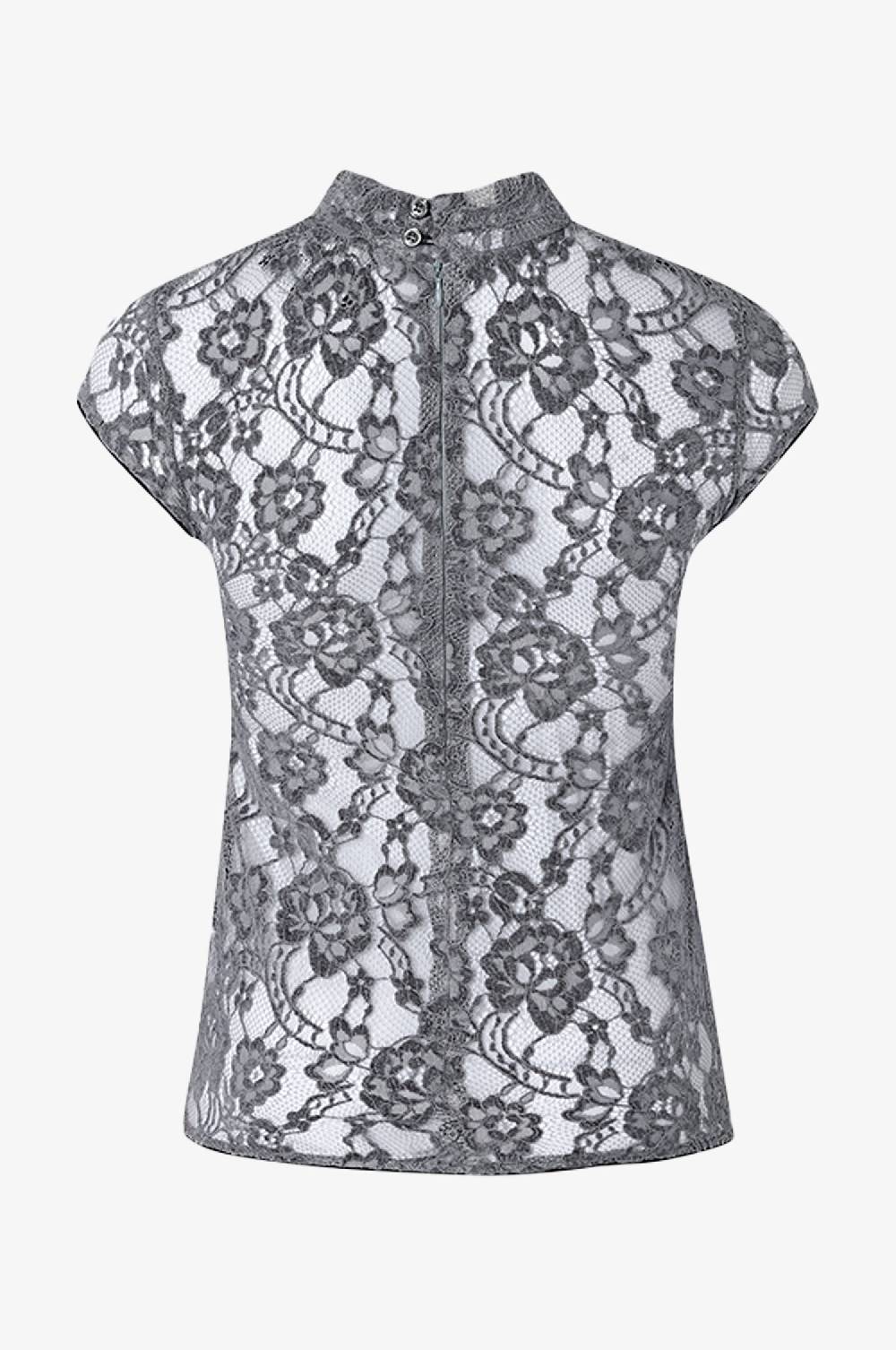 Kinga Mathe Top Charlotte mit Samtspitze in Grau Black Friday