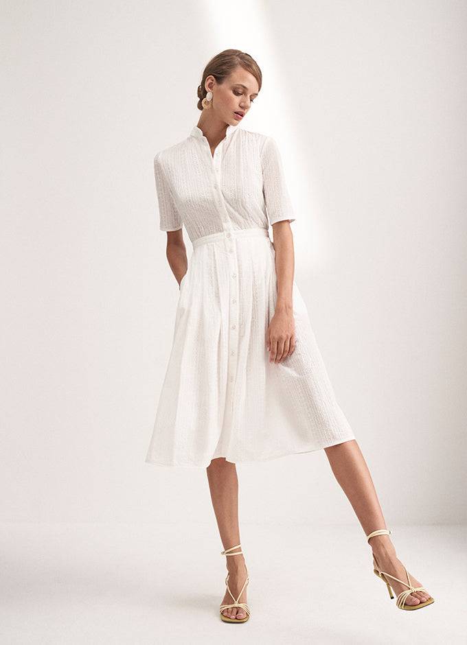 Kinga Mathe Baumwoll-Kleid Inas in Ivory Bestseller