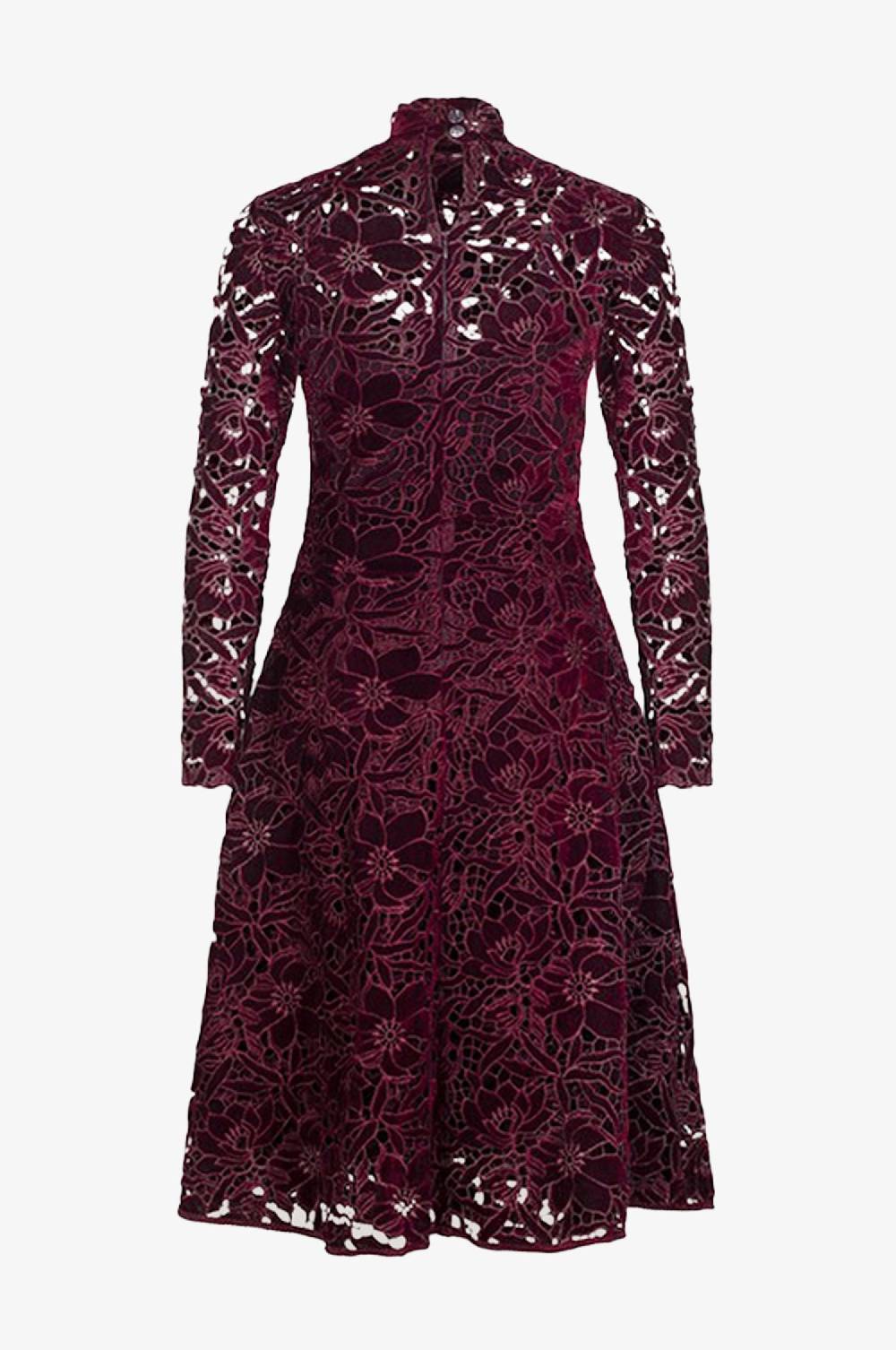 Kinga Mathe Samt Kleid Evelyn in Bordeaux Angebote