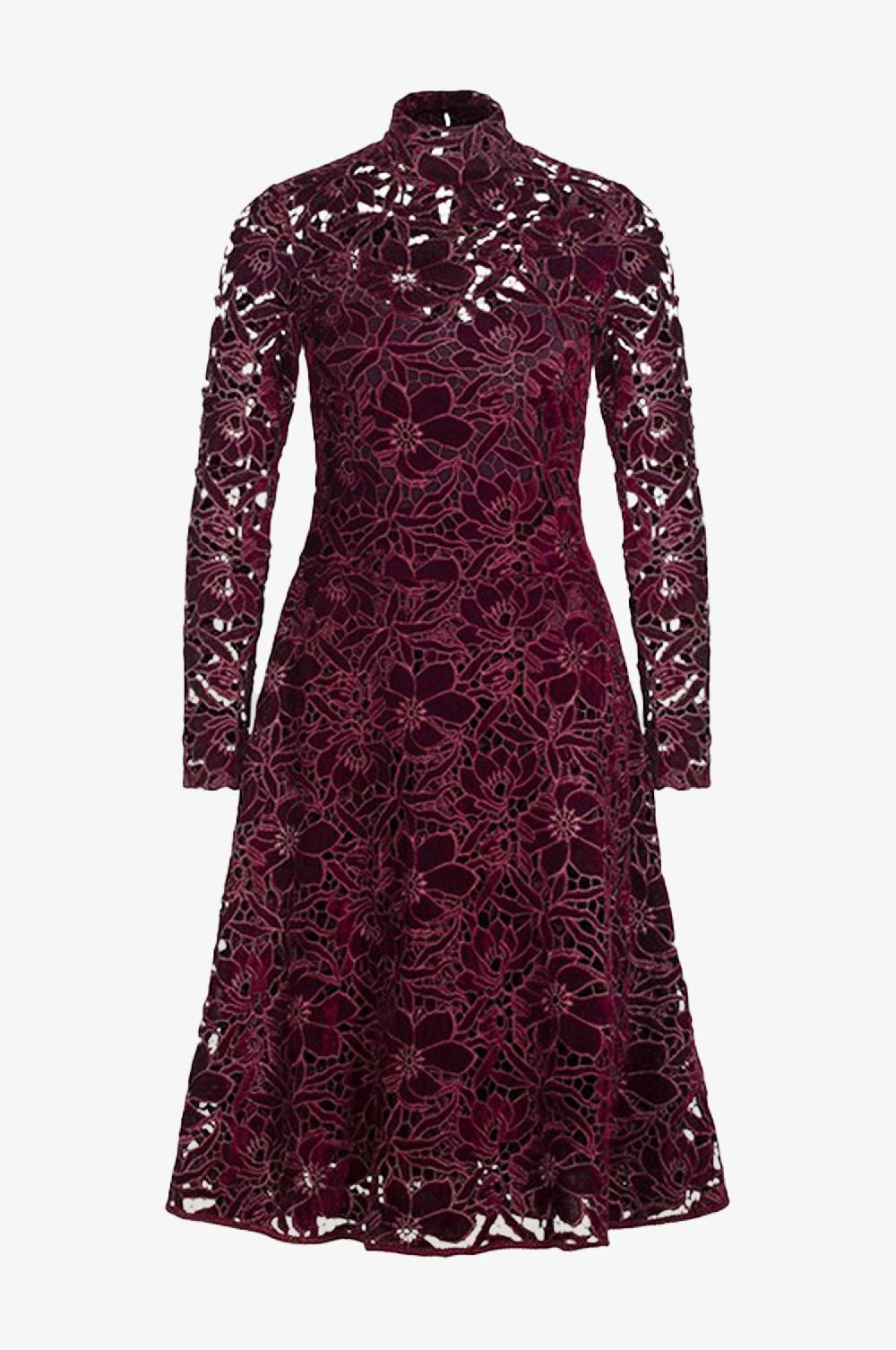 Kinga Mathe Samt Kleid Evelyn in Bordeaux Angebote