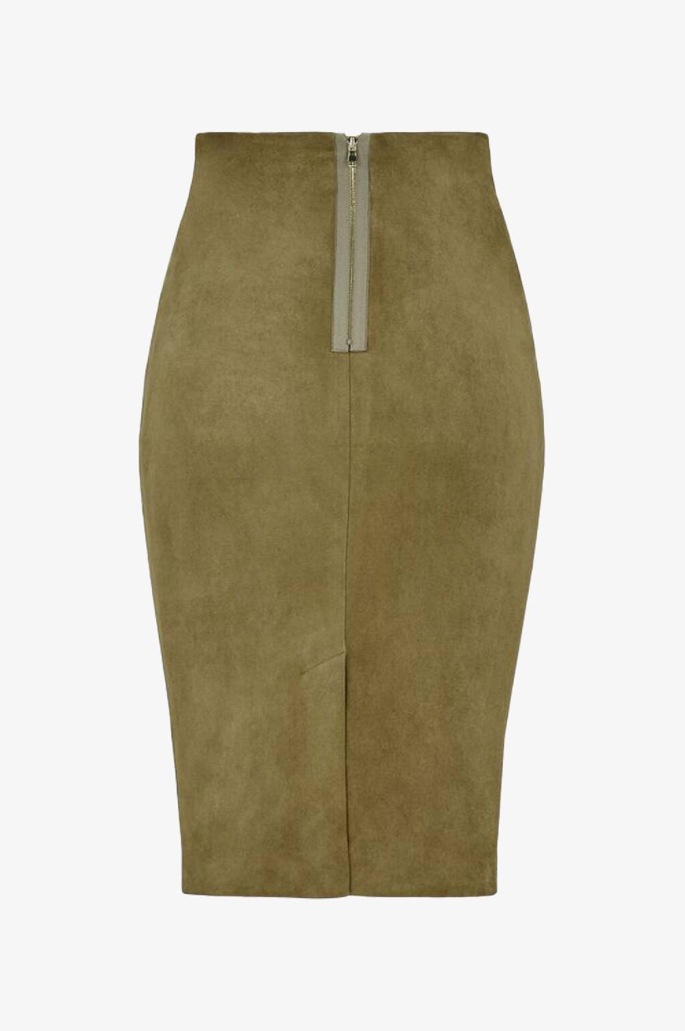 Kinga Mathe Lederrock Deborah in Khaki Kostenloser Versand