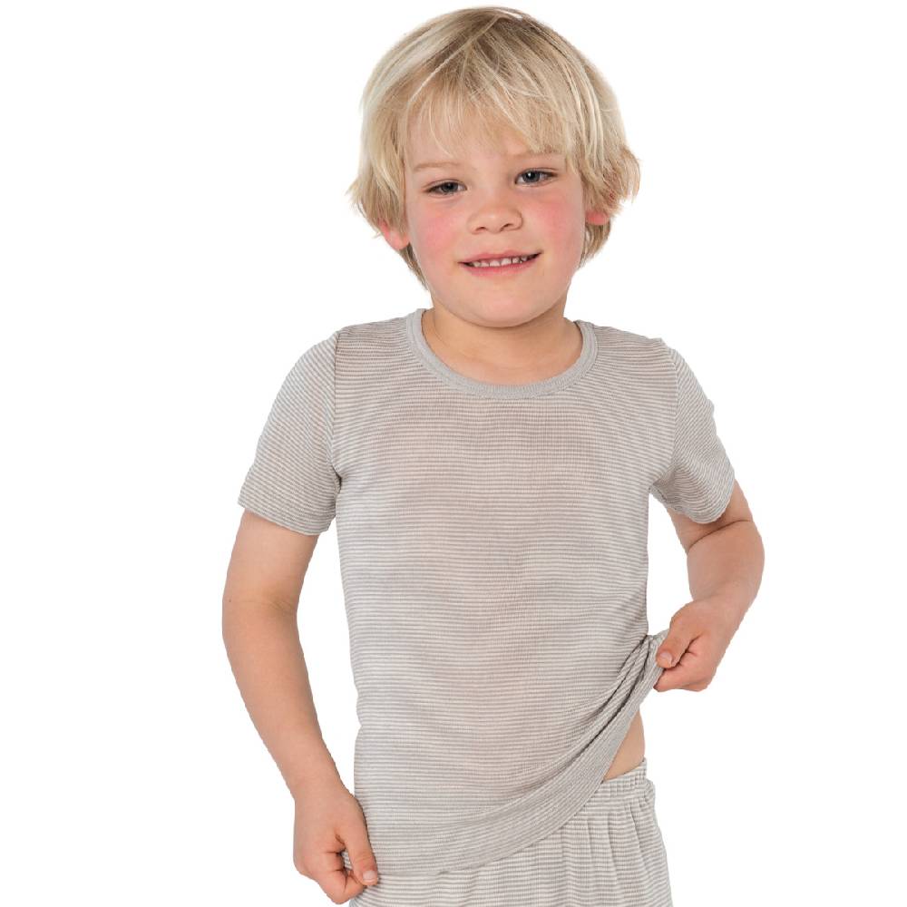 LIVING CRAFTS - Kurzarm-Shirt - Grey/Natural Striped Verkauf