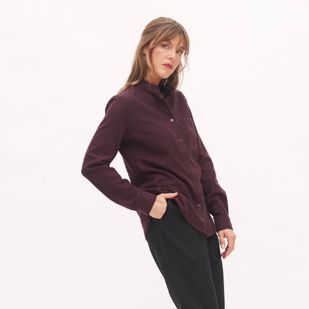 LIVING CRAFTS ANCY - Flanellhemd - Aubergine Auslauf