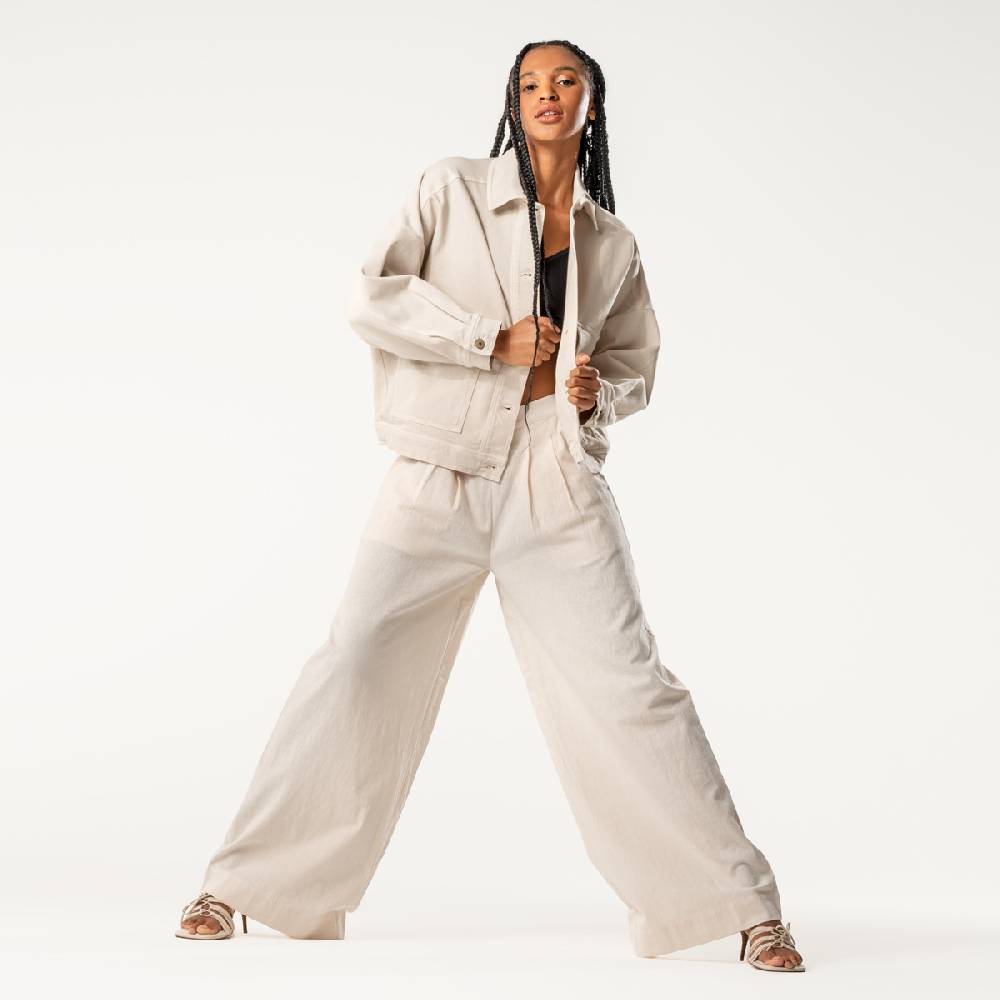 LIVING CRAFTS DUYEN - Weite Bundfaltenhose - Sand Schlussverkauf
