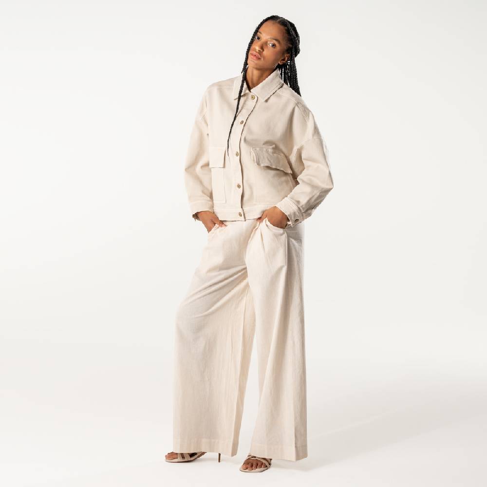 LIVING CRAFTS DUYEN - Weite Bundfaltenhose - Sand Schlussverkauf