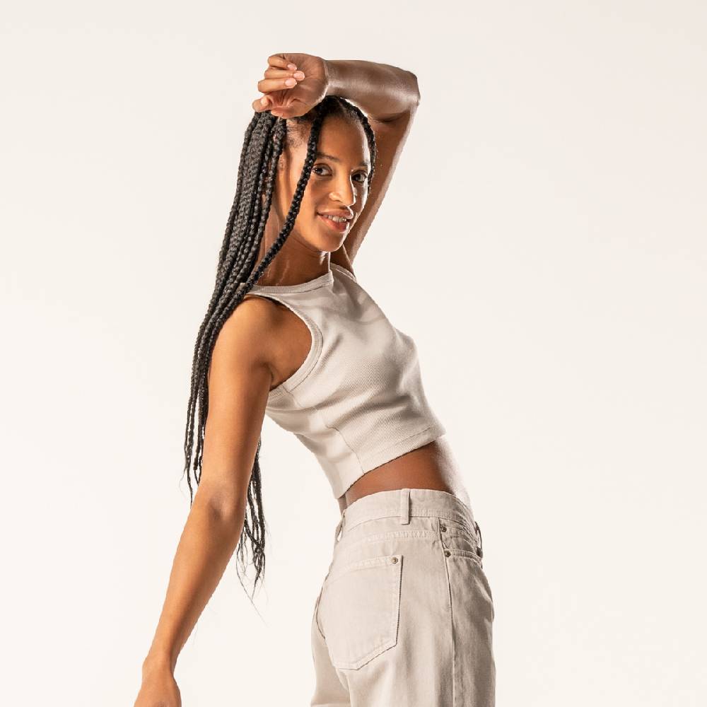 LIVING CRAFTS DEMI - Ripp-Crop-Top - Sand Schlussverkauf