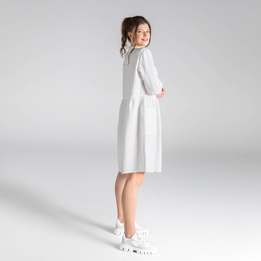 LIVING CRAFTS BLOSWEN - Seersucker Kleid - White Hotsell