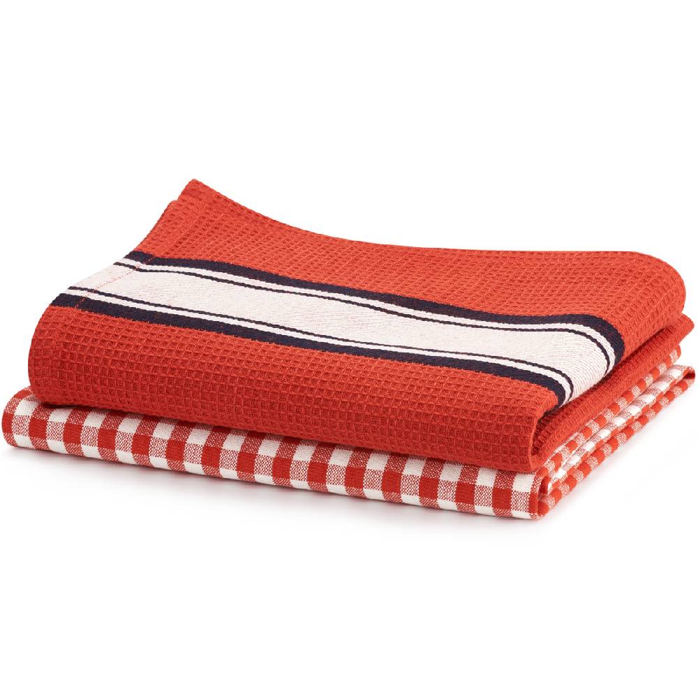 LIVING CRAFTS DELHI - Geschirrtücher, 2er-Pack - Red Clay