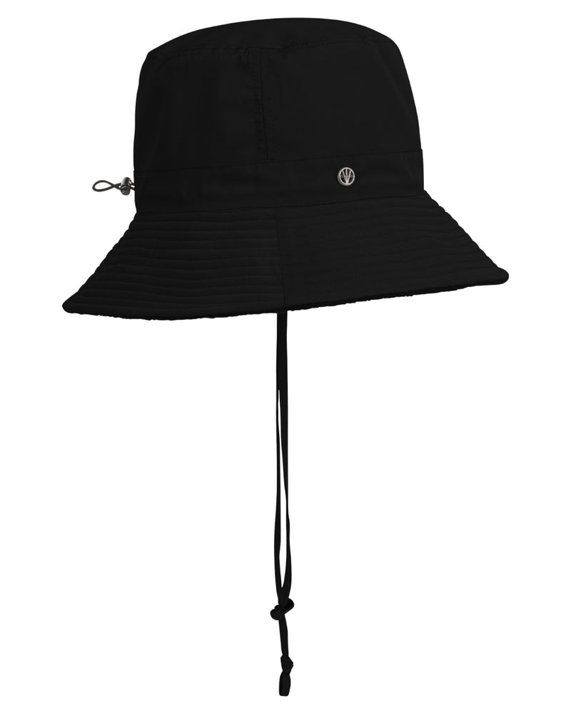 Loevenich großer Regenhut mit Zugband - Schwarz Fabrikverkauf