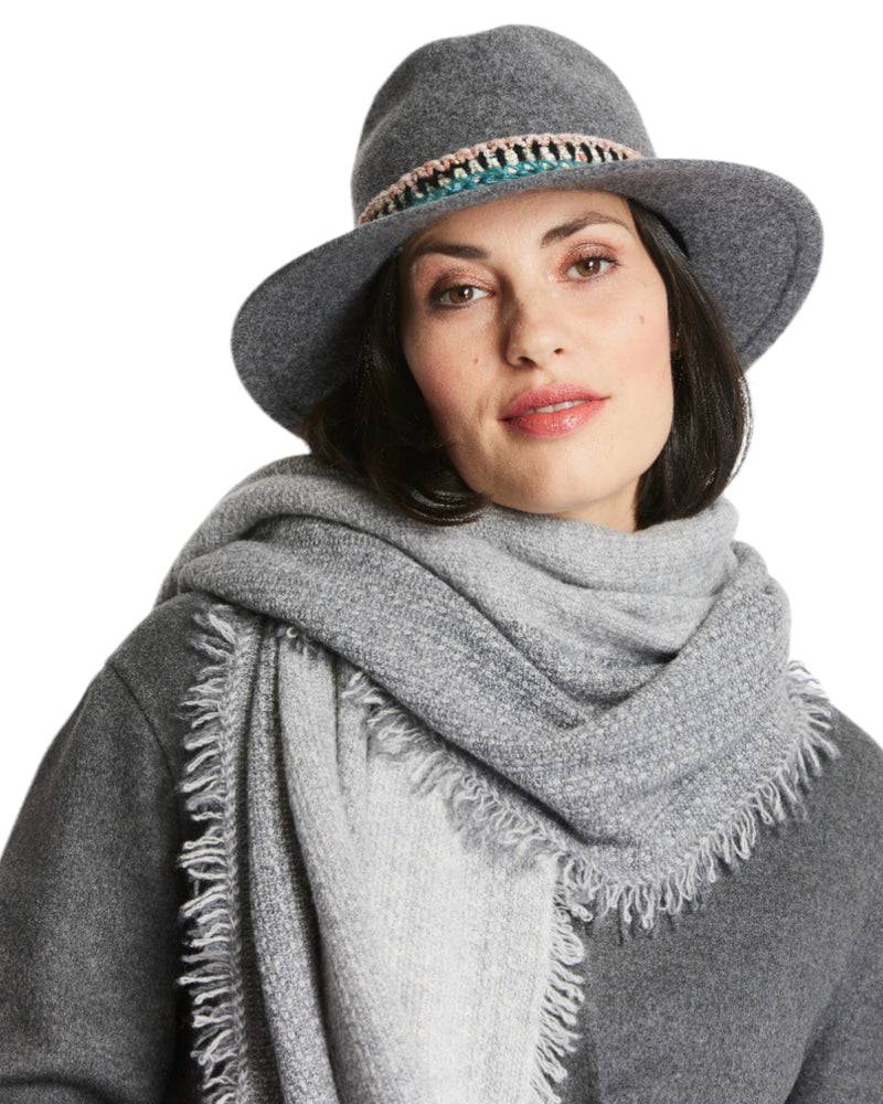 Loevenich Damen Woll-Fedora - Anthrazit meliert Auslauf