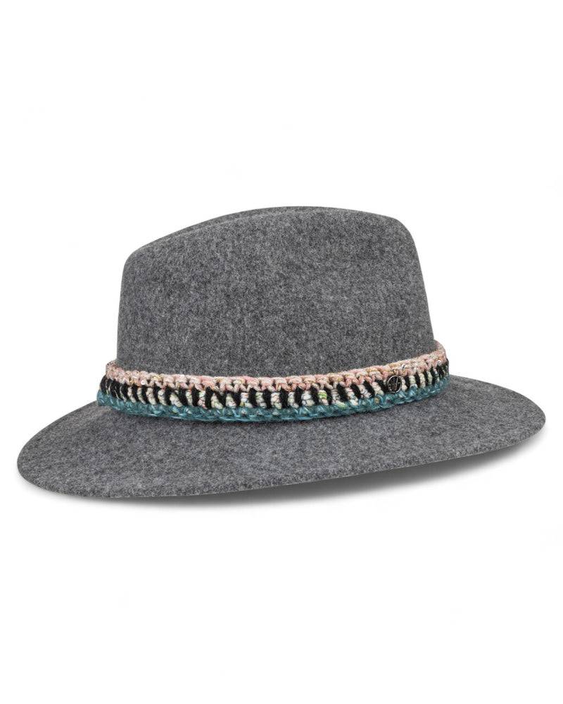 Loevenich Damen Woll-Fedora - Anthrazit meliert Auslauf