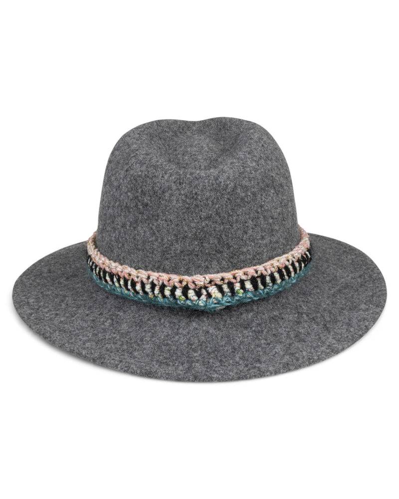 Loevenich Damen Woll-Fedora - Anthrazit meliert Auslauf